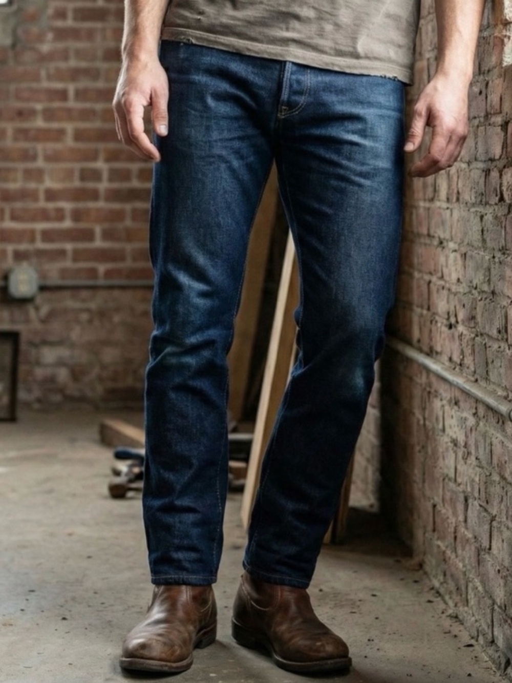 Buck Mason Maverick slim 14oz double dipped denim jeans men size 33 blue